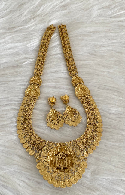 Antique gold tone pink-green-white peacock ram parivar haar set dj-54605