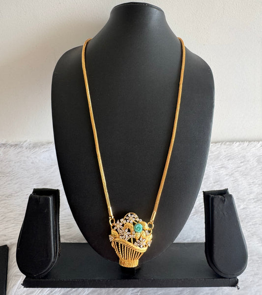 Gold tone 24 inches chain with flower pot pendant dj-52219