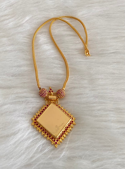 Gold tone pink-green stone kerala style necklace dj-54449