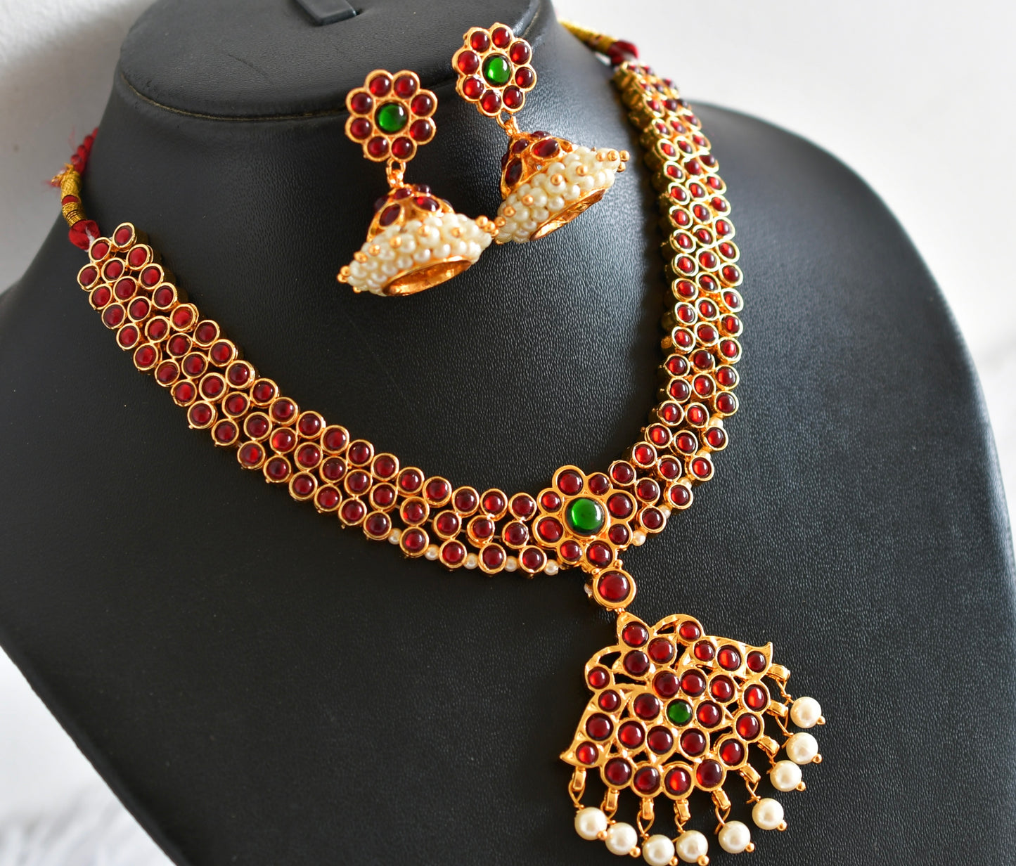 Gold tone kemp-green necklace set dj-52352