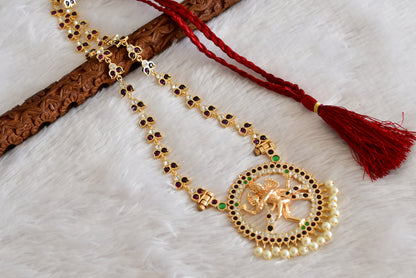 Gold tone precious kemp-green-white pearl Shri Natarajar haar dj-52264