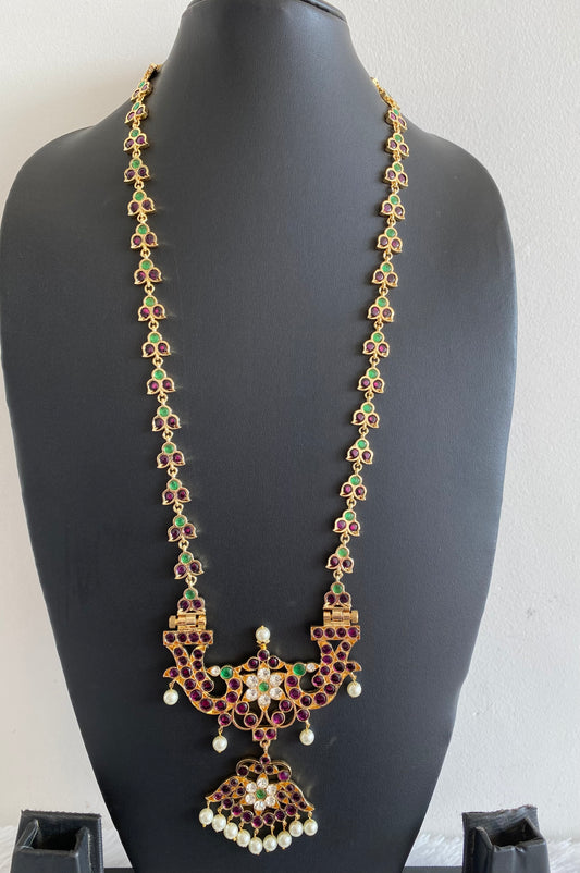 Gold tone precious kemp-green pearl peacock haar Dj-52911