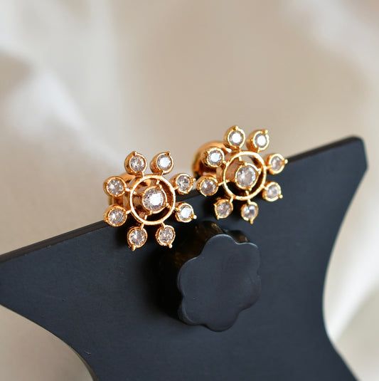 Gold tone AD white stone stud/earrings dj-52781