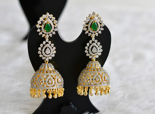 Two tone cz emerald long jhumkka dj-51880
