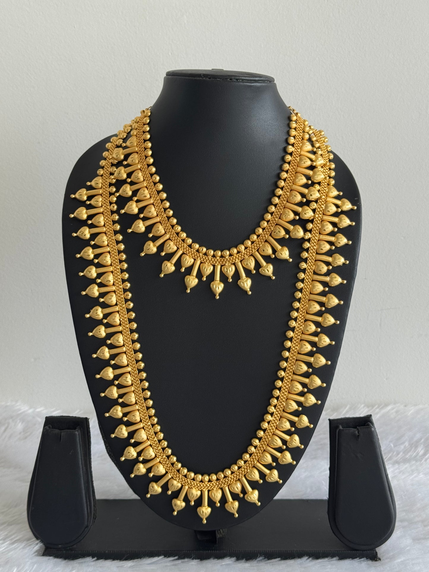 Matte Gold tone kerala style heart combo set dj-51647