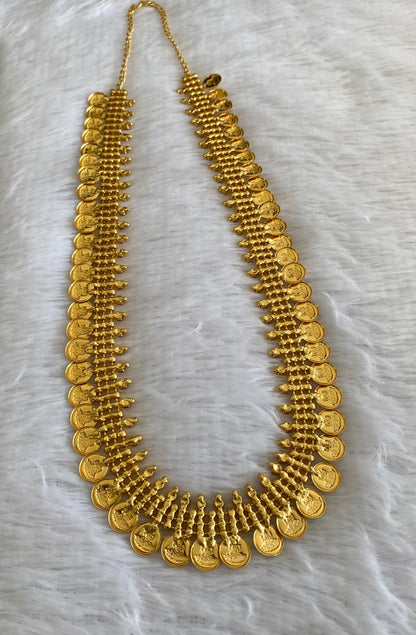 Gold tone pink stone lakshmi coin haar dj-53163