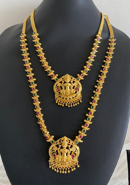 Gold tone kemp-green stone lakshmi combo set dj-54294