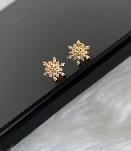 Gold tone cz white stone small stud/earrings dj-54635