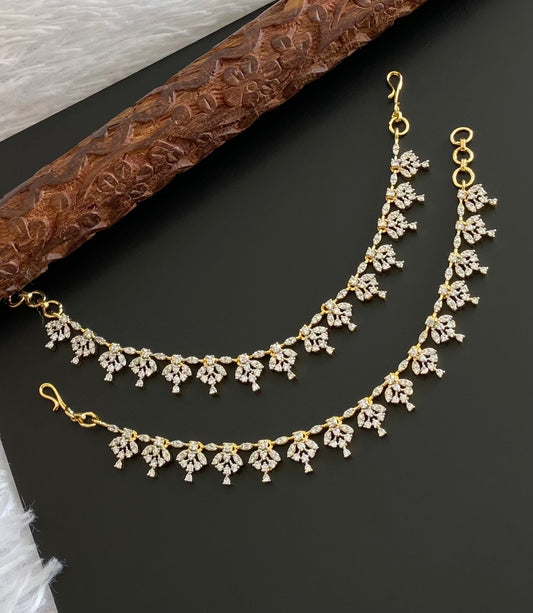 Two tone cz white stone ear side chain dj-54067