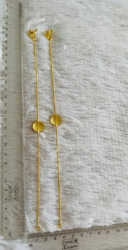 Gold tone pink-green flower kundan jadau anklets dj-51413