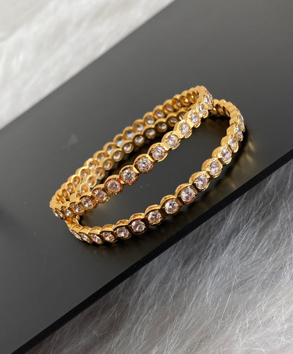 Gold tone ad white stone south indian style bangles(2.10) Dj-54935