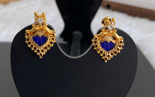 Gold tone blue-white stone palakka kerala style stud/earrings dj-53121
