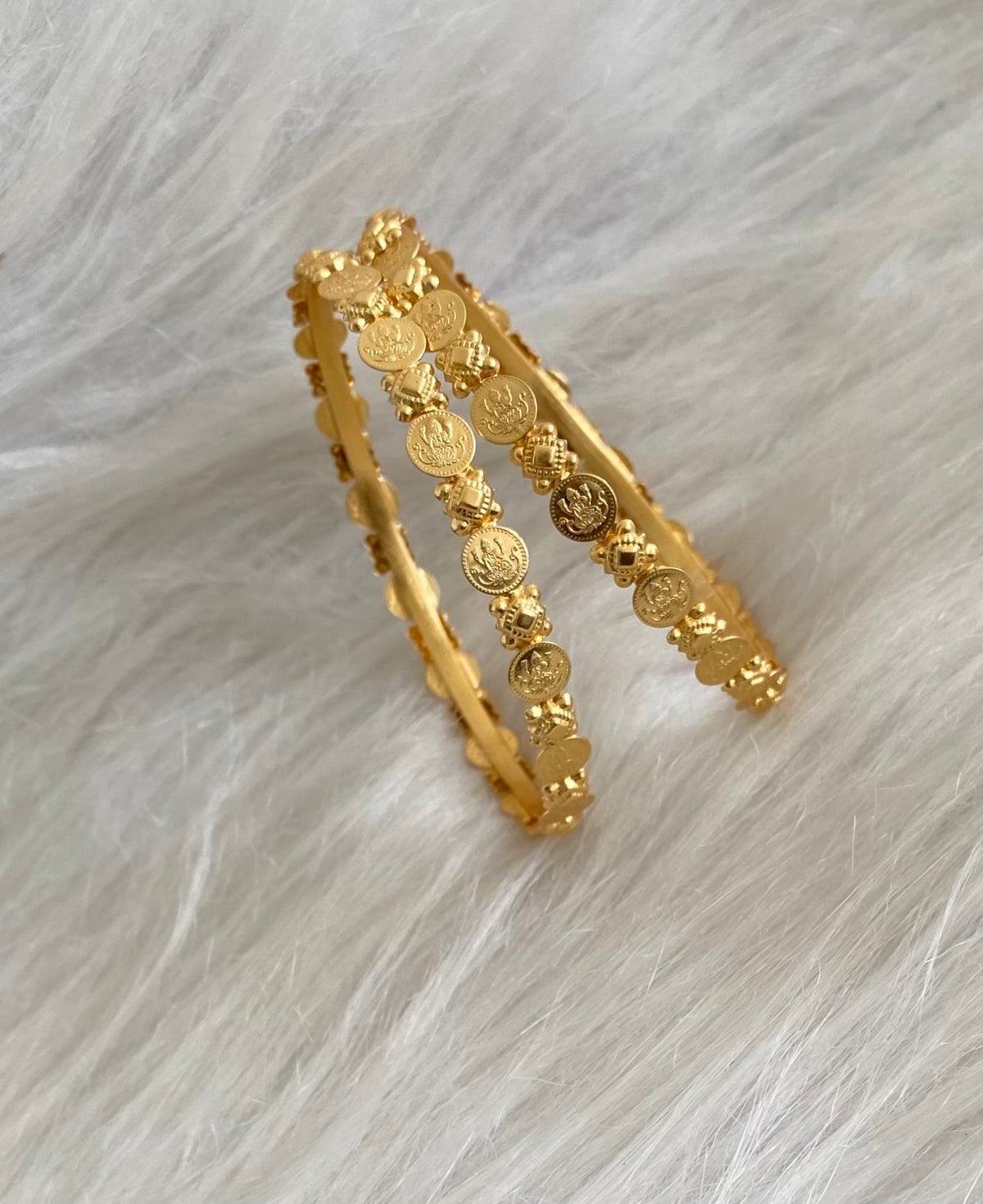 Gold tone lakshmi coin bangles(2.4) Dj-55177