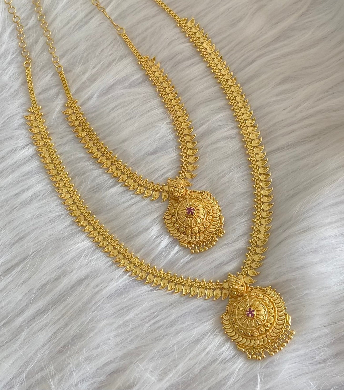 Gold tone ruby stone mango combo set dj-54280