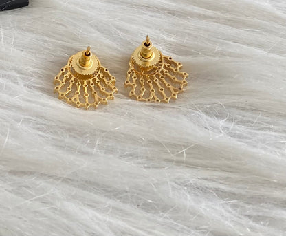 Gold tone diamond look white stone stud/earrings dj-54626