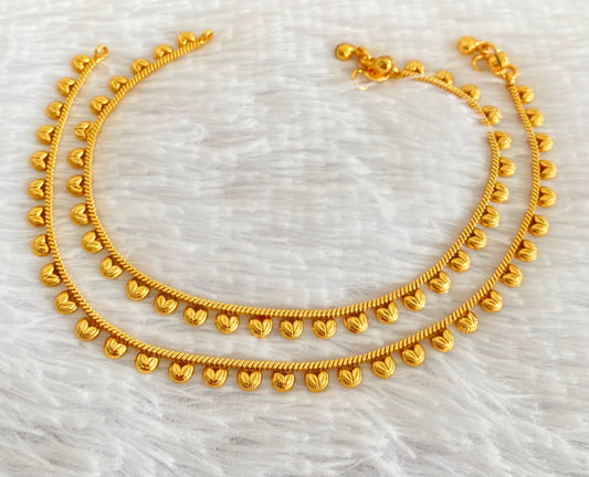 Antique gold tone heart design anklets set dj-53190
