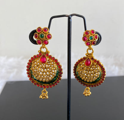 Antique gold tone kemp-green stone earrings dj-52994