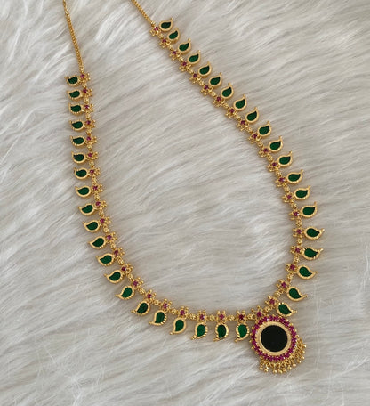 Gold tone pink-green kerala style mango haar dj-54534