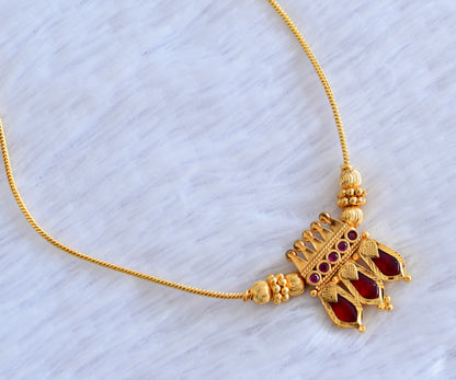 Gold tone pink-red nagapadam necklace  dj-53090