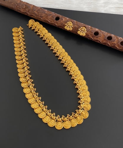 Antique gold tone lakshmi coin peacock haar set dj-54078