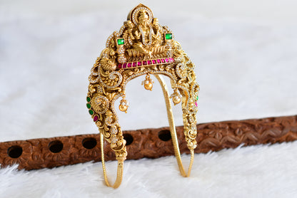 Antique gold tone cz pink-green jadau lakshmi peacock elephant nakshi vanki/bajuband dj-51966