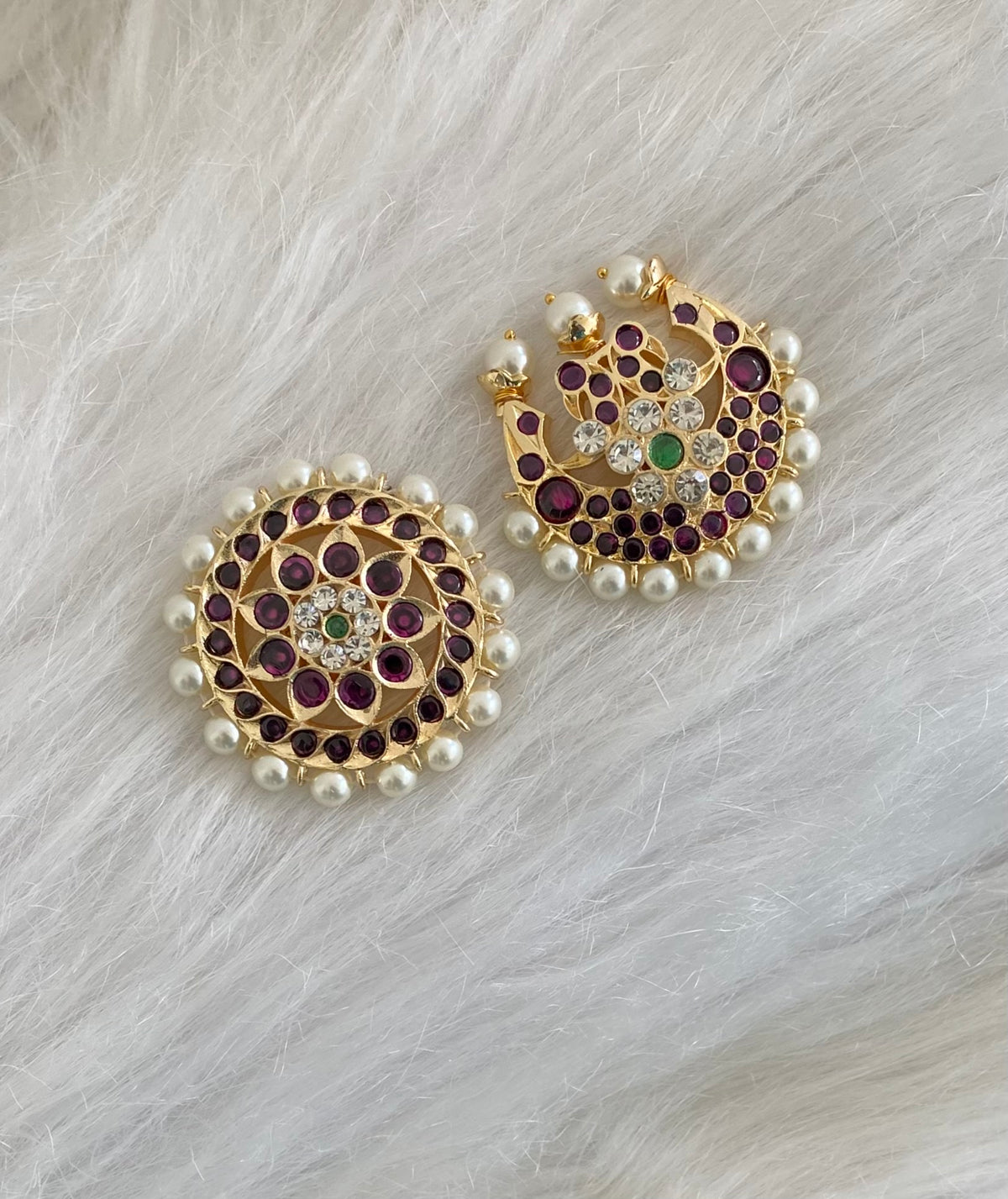 Gold tone precious kemp-green sun moon hair jewel dj-45728