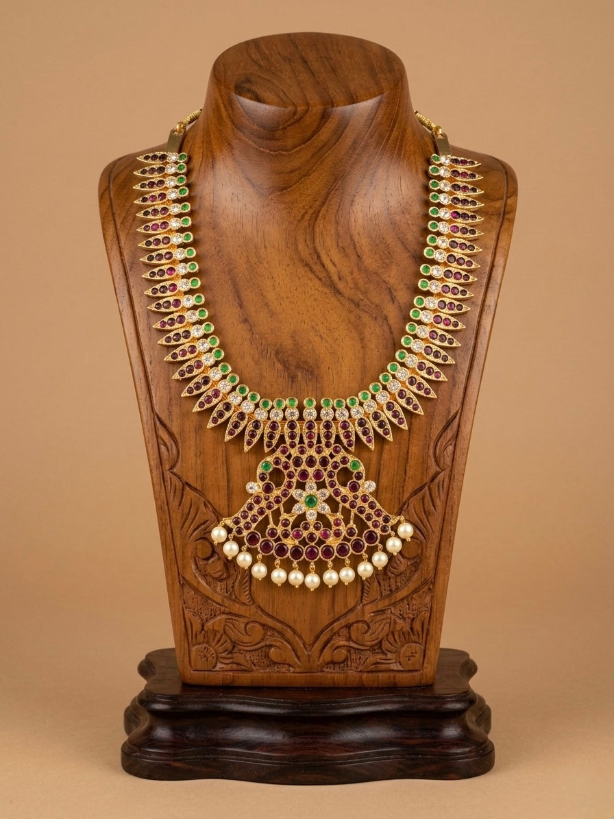 Gold tone precious kemp pearl peacock necklace dj-52002