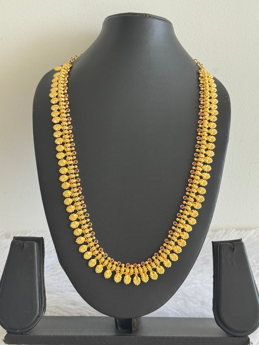 Gold look alike kerala style ad pink feather haar dj-51636