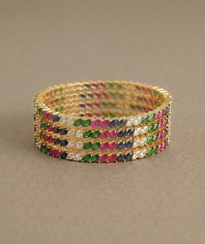 Gold tone set of 4 multi color bangles(2.6) dj07012