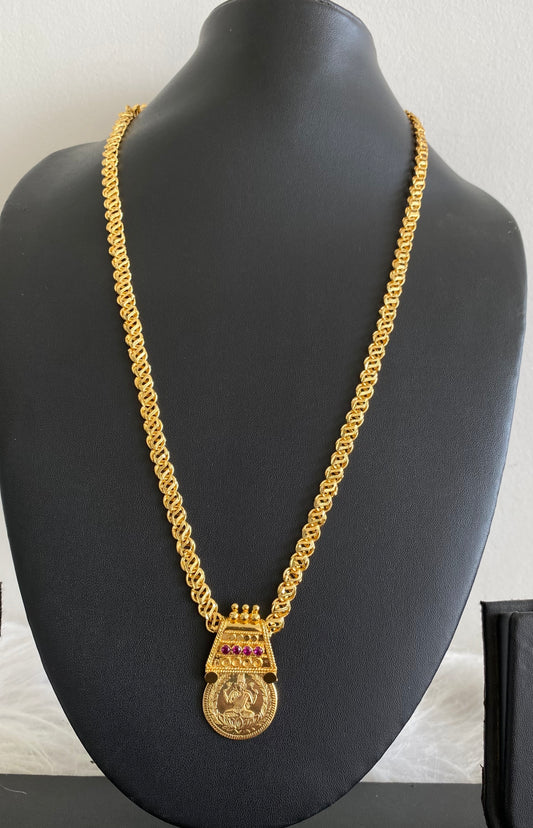 Gold tone 24 inches chain with lakshmi coin pendant dj-54271