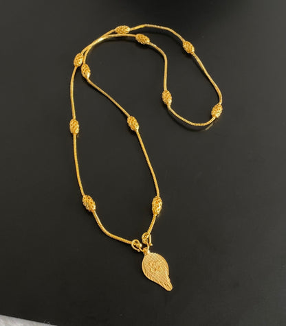 Gold tone 24 inches chain with om pendant dj-54386