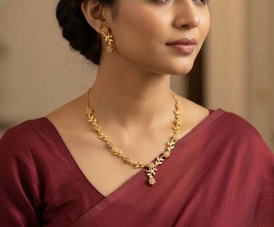 Gold tone Baby Pink Nakshatra Necklace Set DJ17703