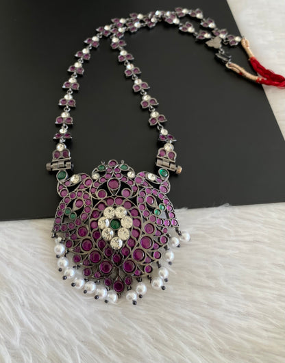Black finish AD precious kemp-green-white pearl peacock haar Dj-53395