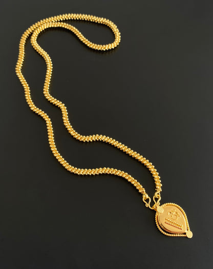 Gold tone 24 inches chain with om pendant dj-54384