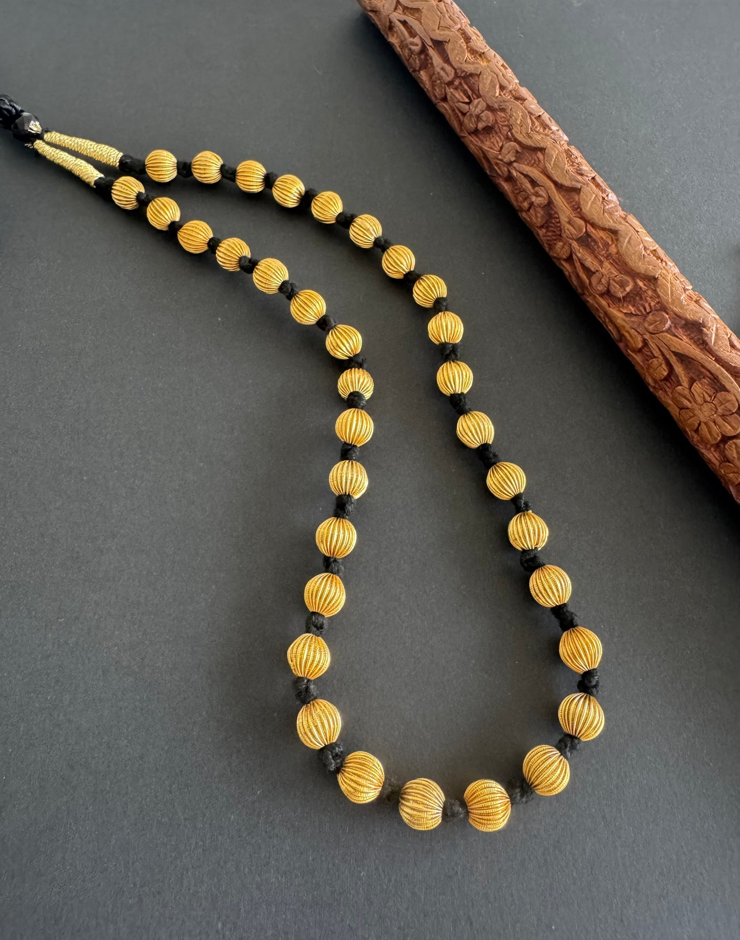 Matte Finish beaded Black thread Thulasi Mala Dj-51495