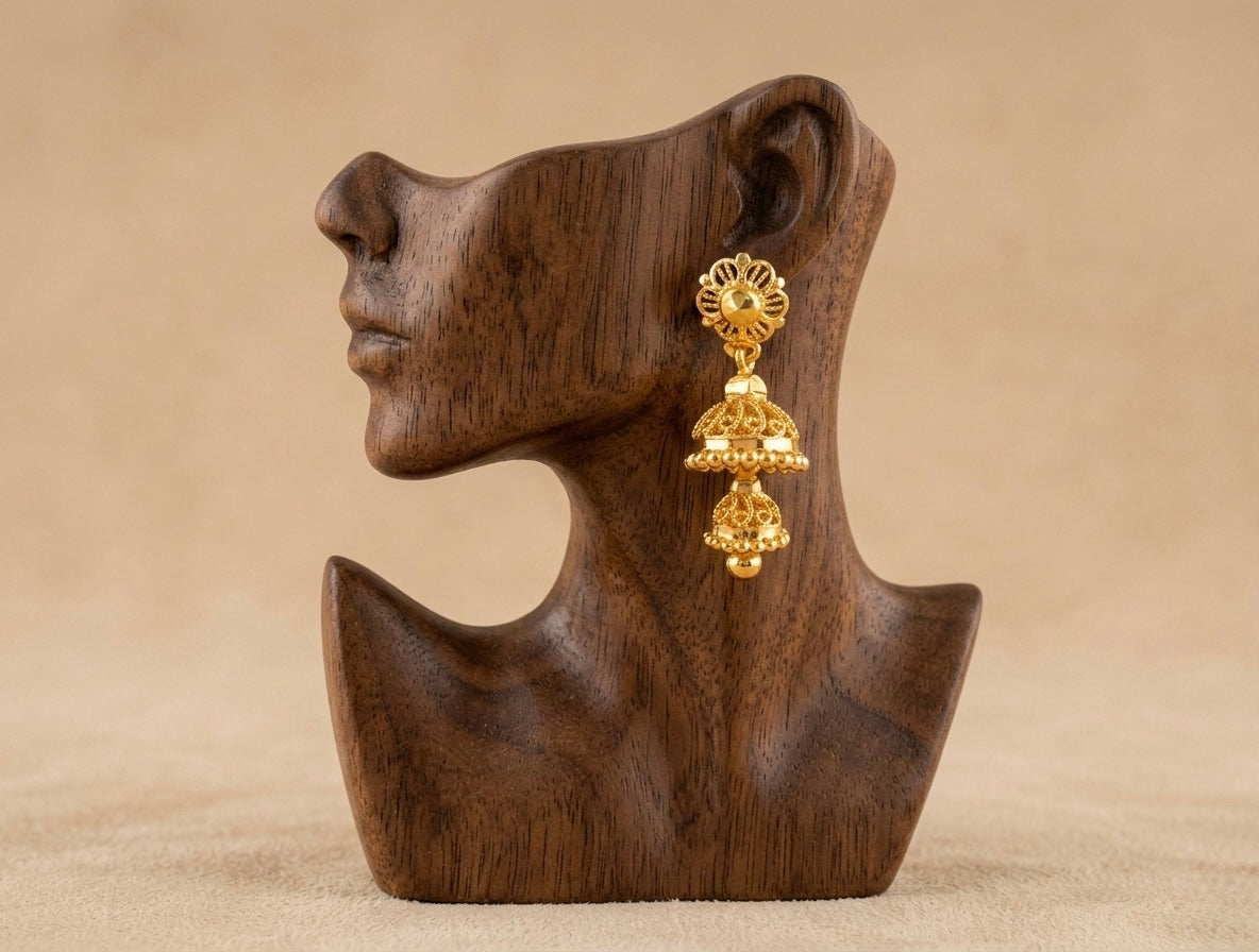 Gold tone flower screw back step jhumkka-dj52896