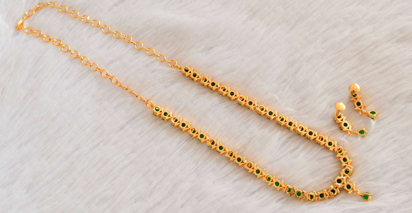 Gold tone AD bottle green necklace set dj-53306