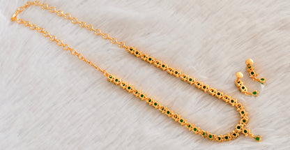 Gold tone AD bottle green necklace set dj-53306