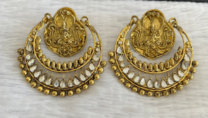 Antique gold tone white stone bali earrings dj-52970