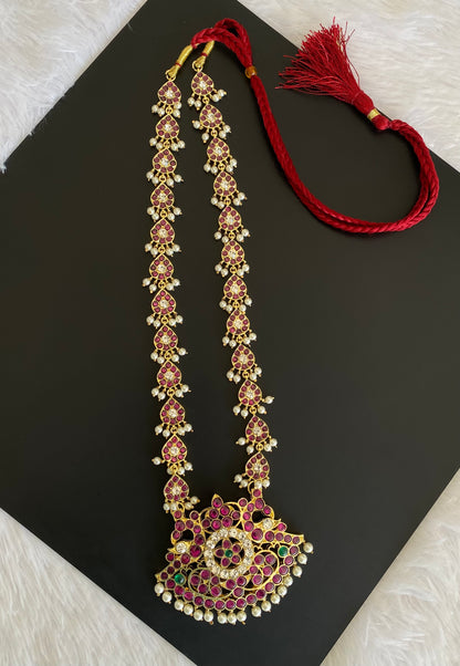 Gold tone precious kemp-green-white pearl peacock haar Dj-53356