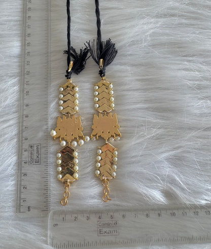 Gold tone kemp-green-white precious lotus pearl ear side chain dj-51186