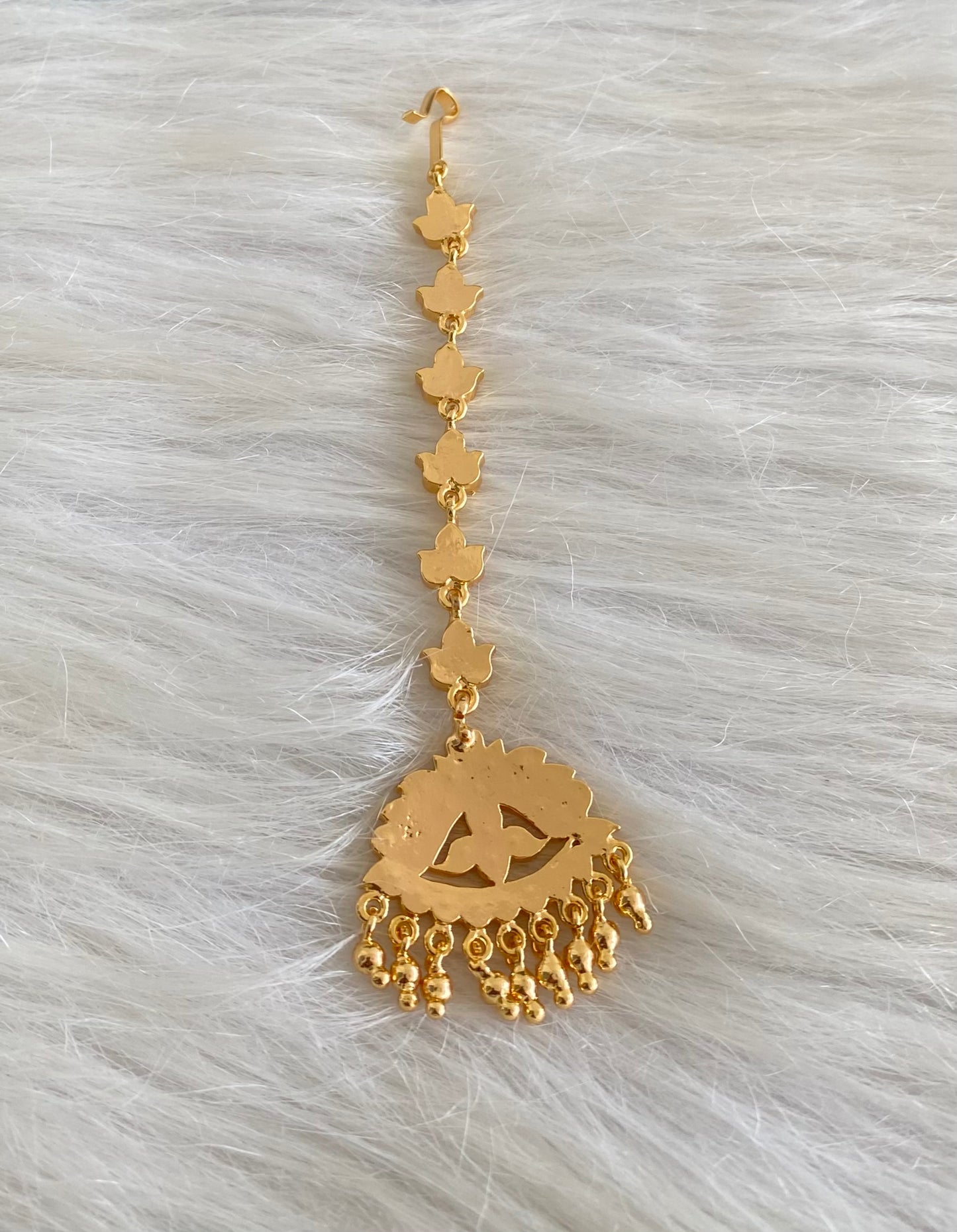 Gold tone AD white stone south Indian tikka dj-53859