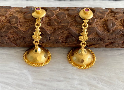 Matte finish ruby stone lakshmi jhumkka dj-53156
