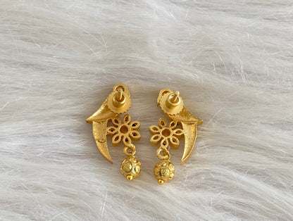 Gold tone pink-white stone kundan jadau bird earrings dj-54784