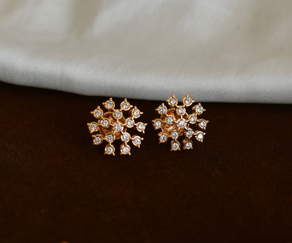 Gold tone AD white stone big stud/earrings dj-52784