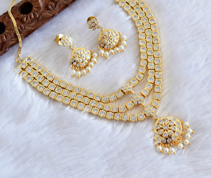 Gold tone AD white south indian style layer necklace set dj-53340