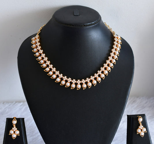 Gold tone pearl mango necklace set dj-53038