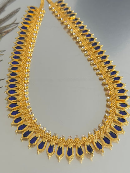 Gold tone blue kerala style nagapadam haar dj-51622