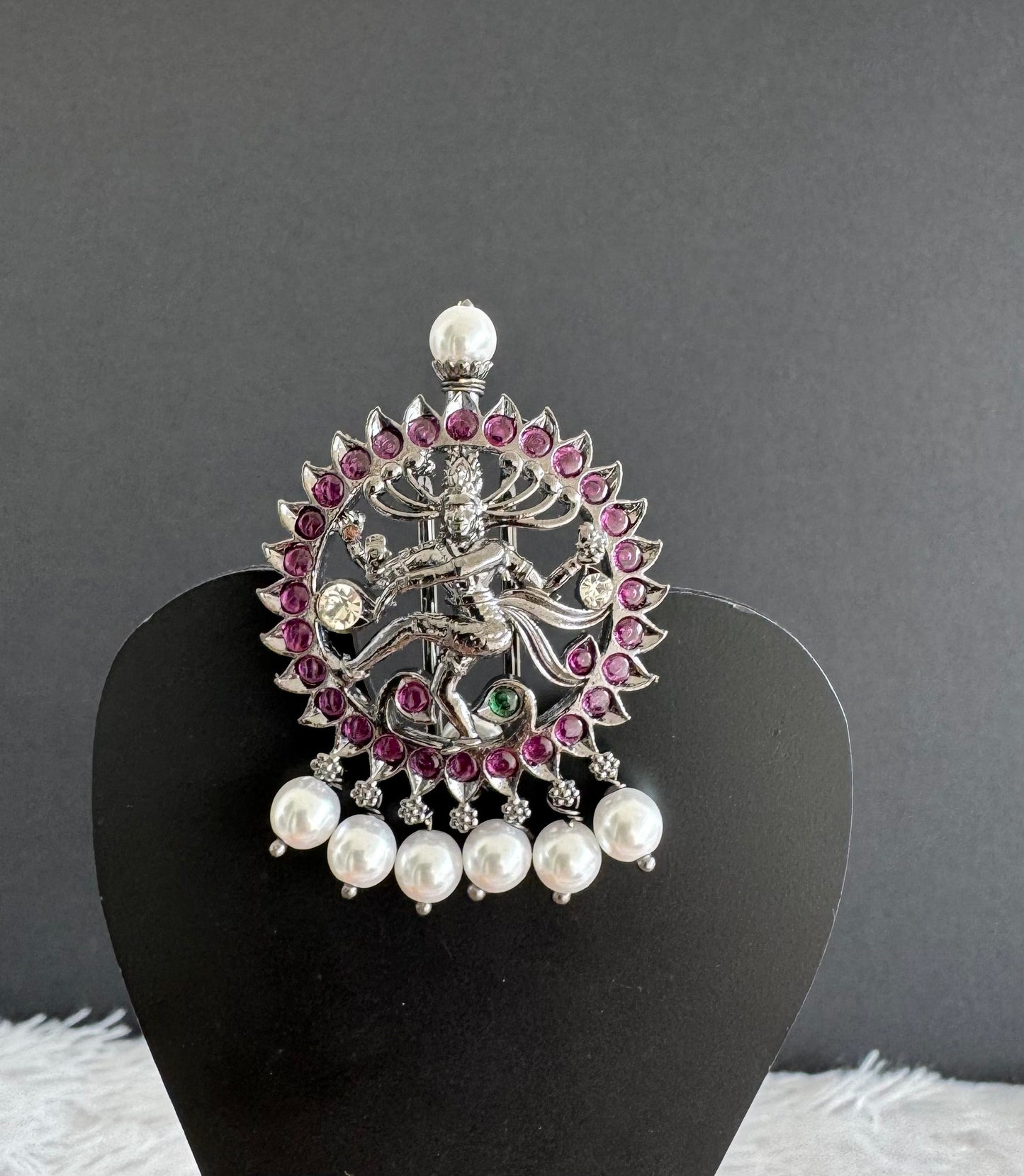 Black finish precious kemp Shri Natarajar hair jewel dj-52294