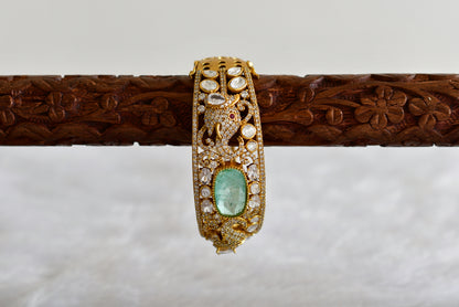Antique gold tone cz moissanite sea green elephant kada dj-51771